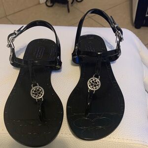 Coach Black Sandals with Silver Details